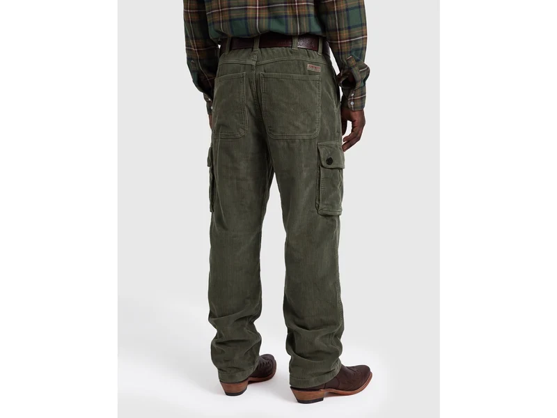 Pantaloni cargo in velluto effetto used