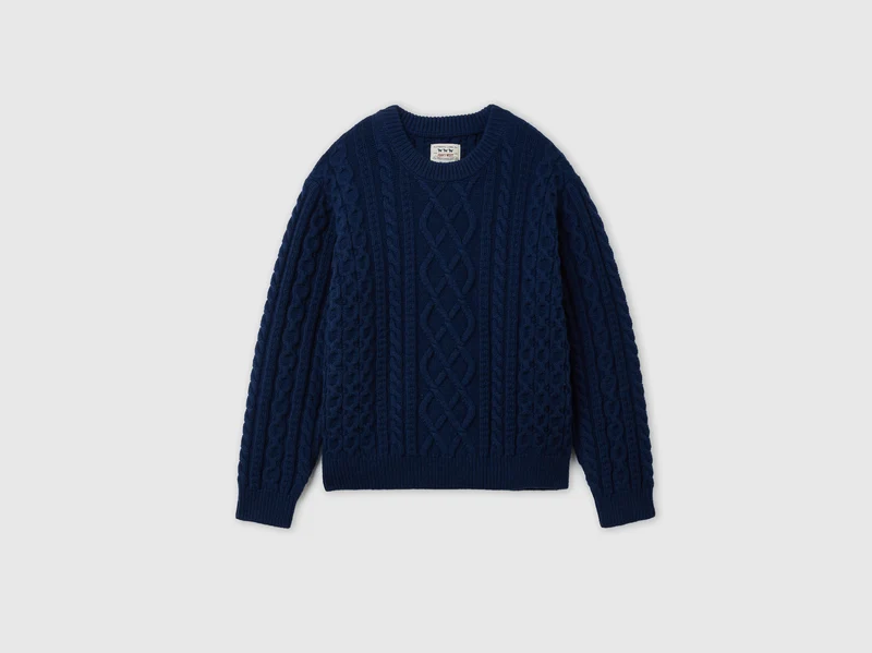 Maglia a trecce in misto lana