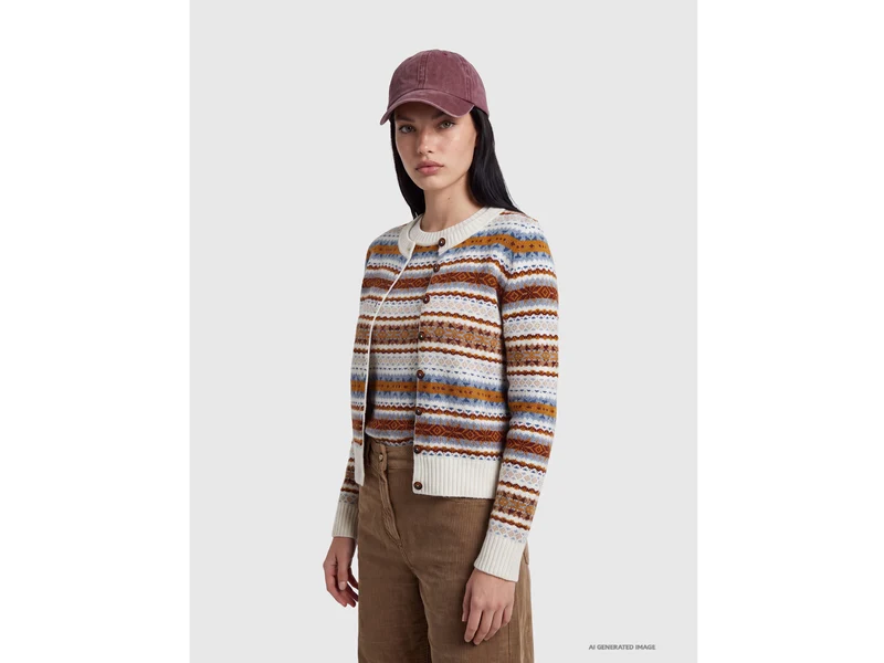 Cardigan jacquard in misto lana