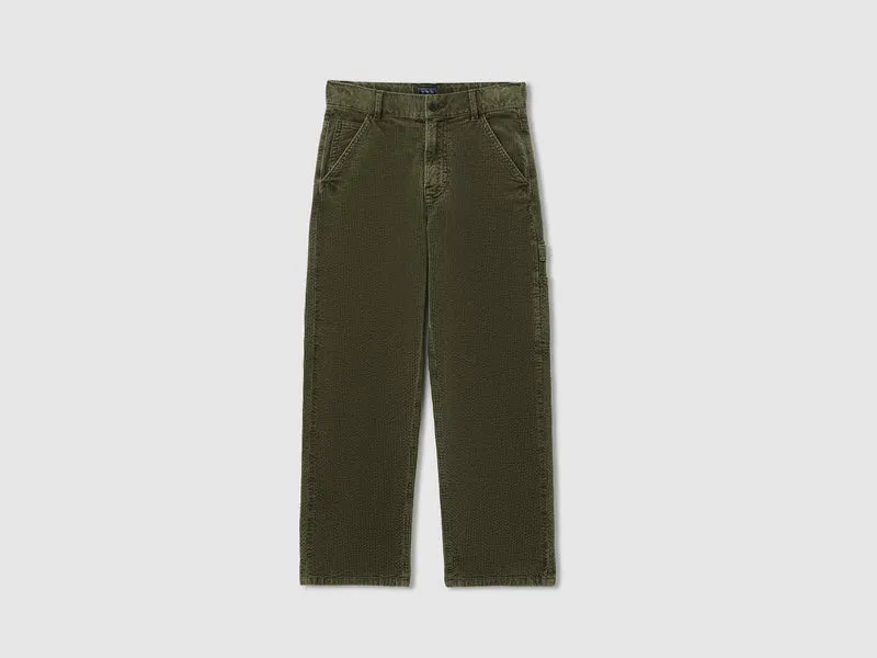 Pantaloni stile carpenter in velluto a costine