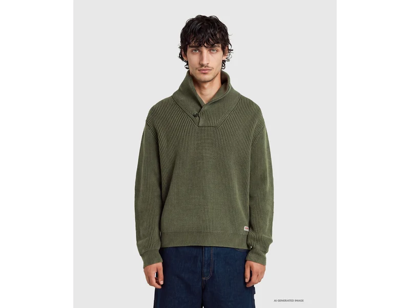 Maglia con collo a scialle 100% lana