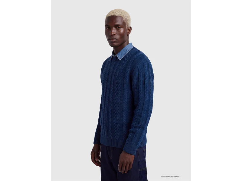 Maglione a trecce 100% lana