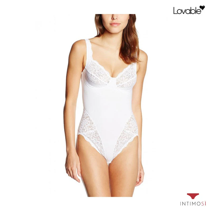 Body senza ferretto in cotone e pizzo contenitivo | Lovable 13990