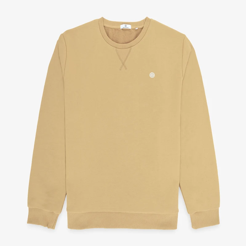 Sweat col rond Stanley en coton molletonné beige