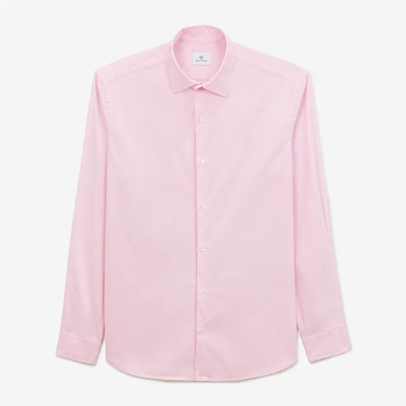 Chemise popeline confort manches longues rose