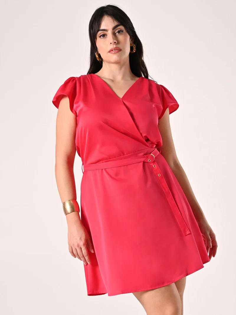 Abito Curvy in Raso Fuxia