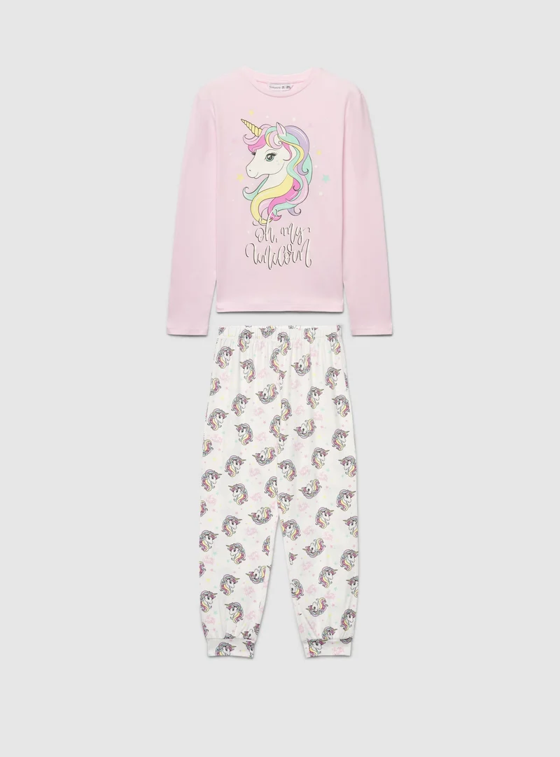 Set pigiama con stampa unicorno