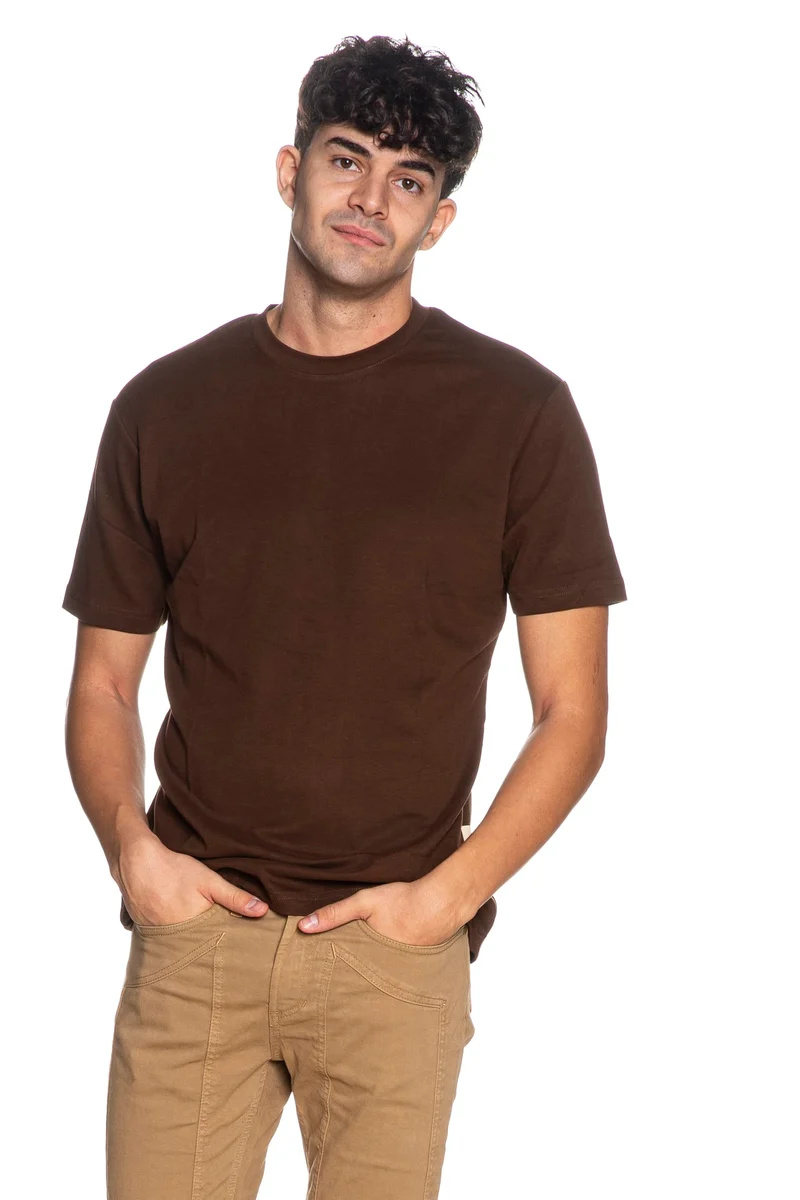 T Shirt Gianni Lupo Classic Soft Ss Tee Da Uomo Marrone Cioccolato