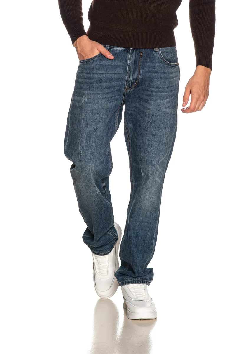 Jeans Gianni Lupo Alex Straight 106 Da Uomo Denim Blu Medio