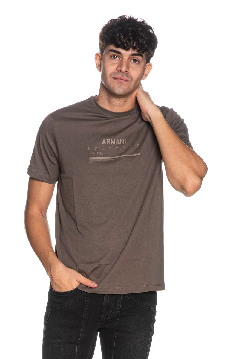 T Shirt Armani Exchange Crew Neck Ss Slim Tee Da Uomo Tortora Scuro