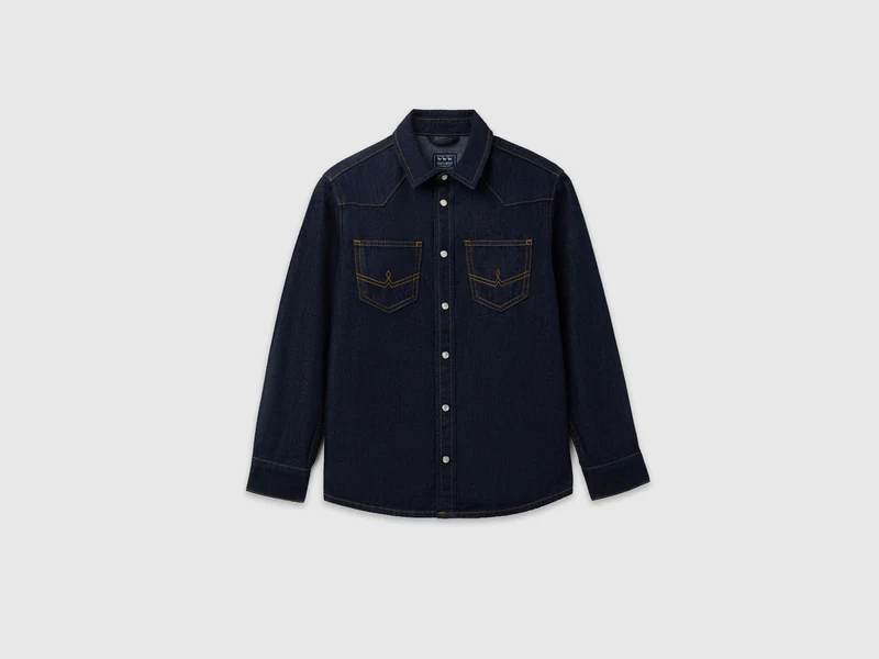 Camicia western di jeans scuro
