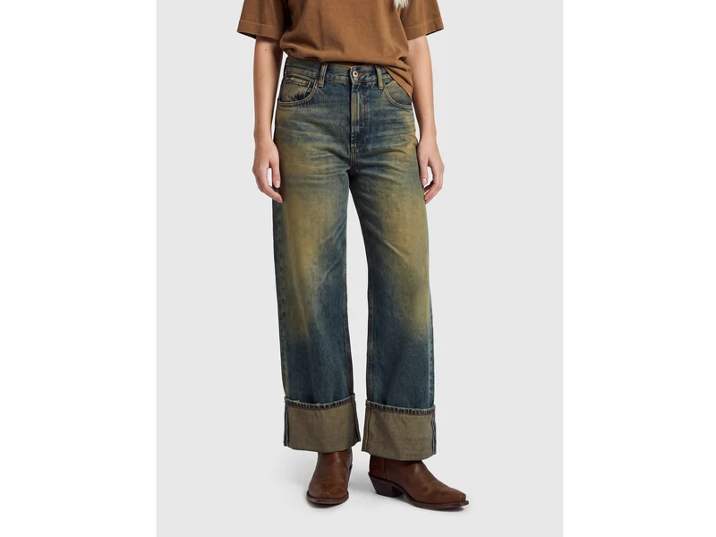 Jeans wide cropped fit effetto vintage