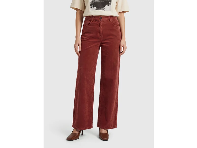 Pantaloni wide fit in velluto a costine lavaggio vintage