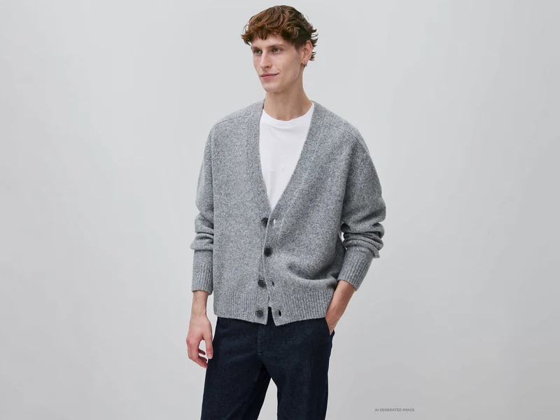 Cardigan over fit in misto lana