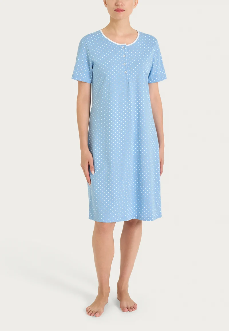 RAGNO Camicia Notte Mezza Manica Donna Cotone Leggero DT09NK