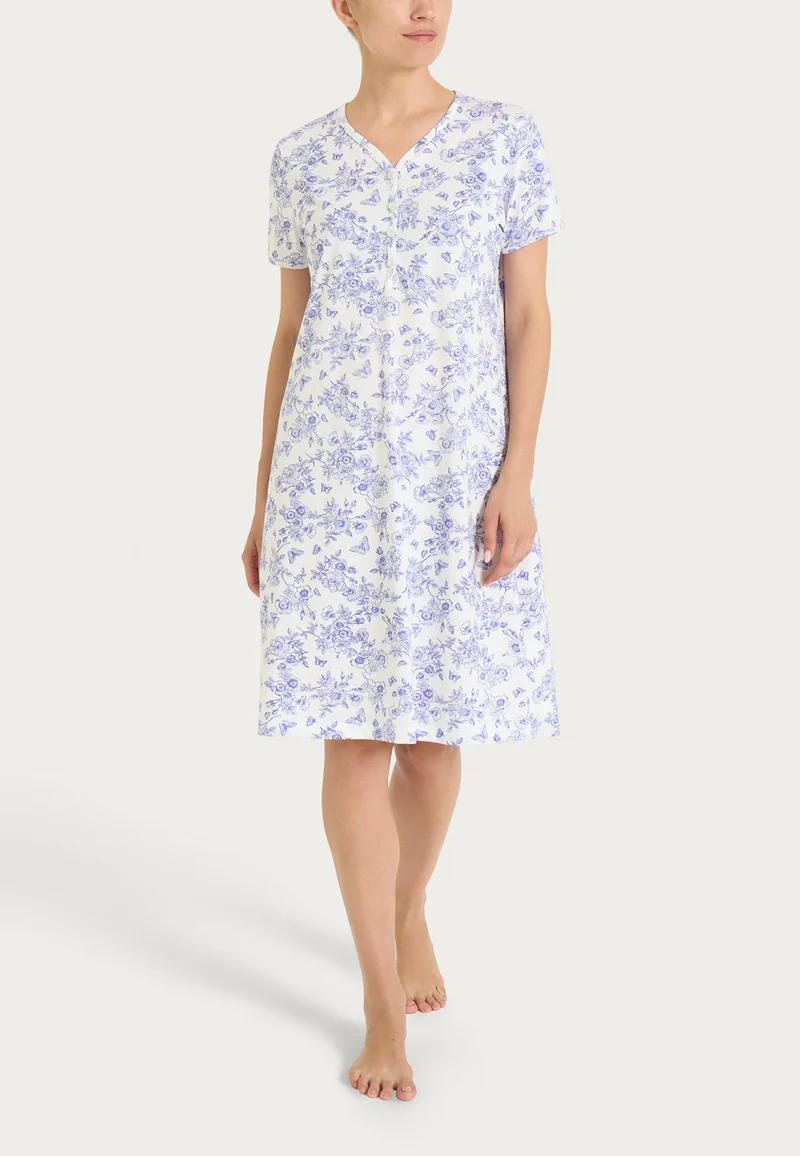 RAGNO Camicia Notte Mezza Manica Donna Leggero Floreale DT04NK