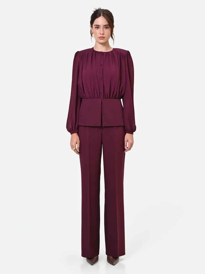 Camicia Studio bordeaux in georgette con baschina