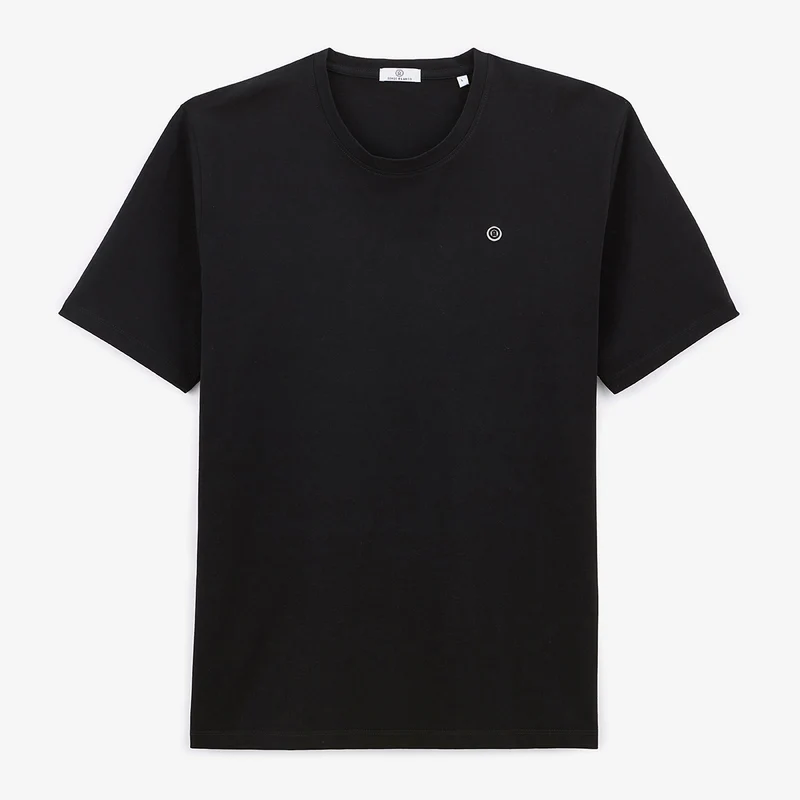 T-shirt manches courtes col rond 100% coton noir Théo