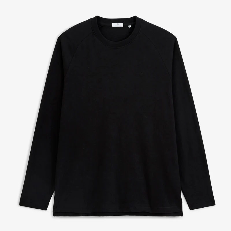 T-shirt manches longues col rond coton noir