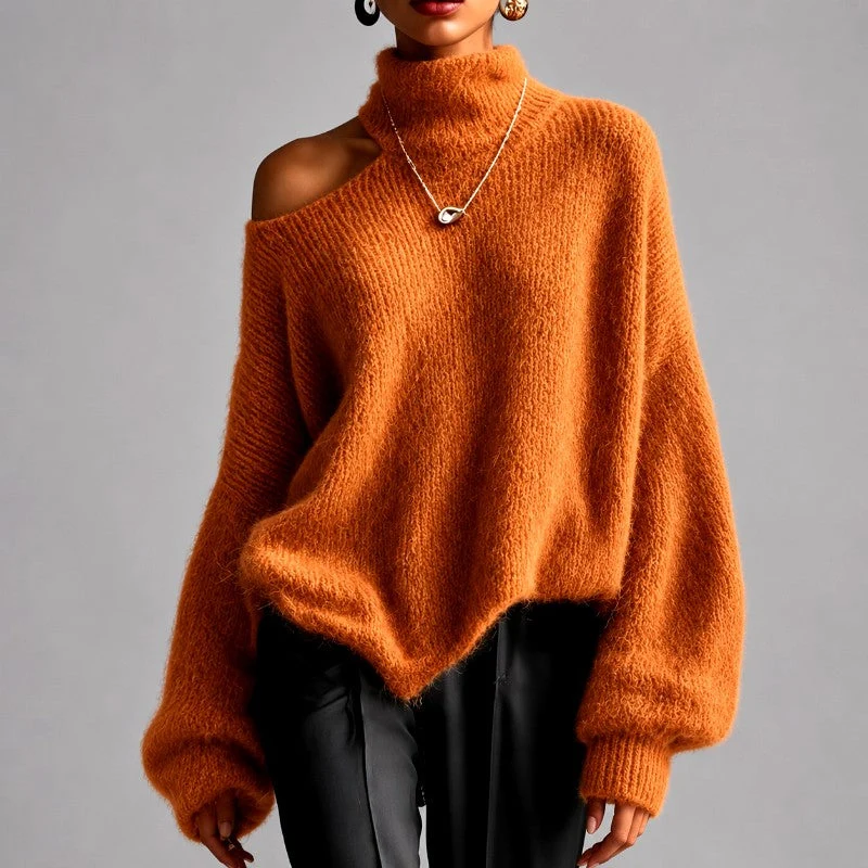 Women's Asymmetric Oversized Turtleneck Sweater