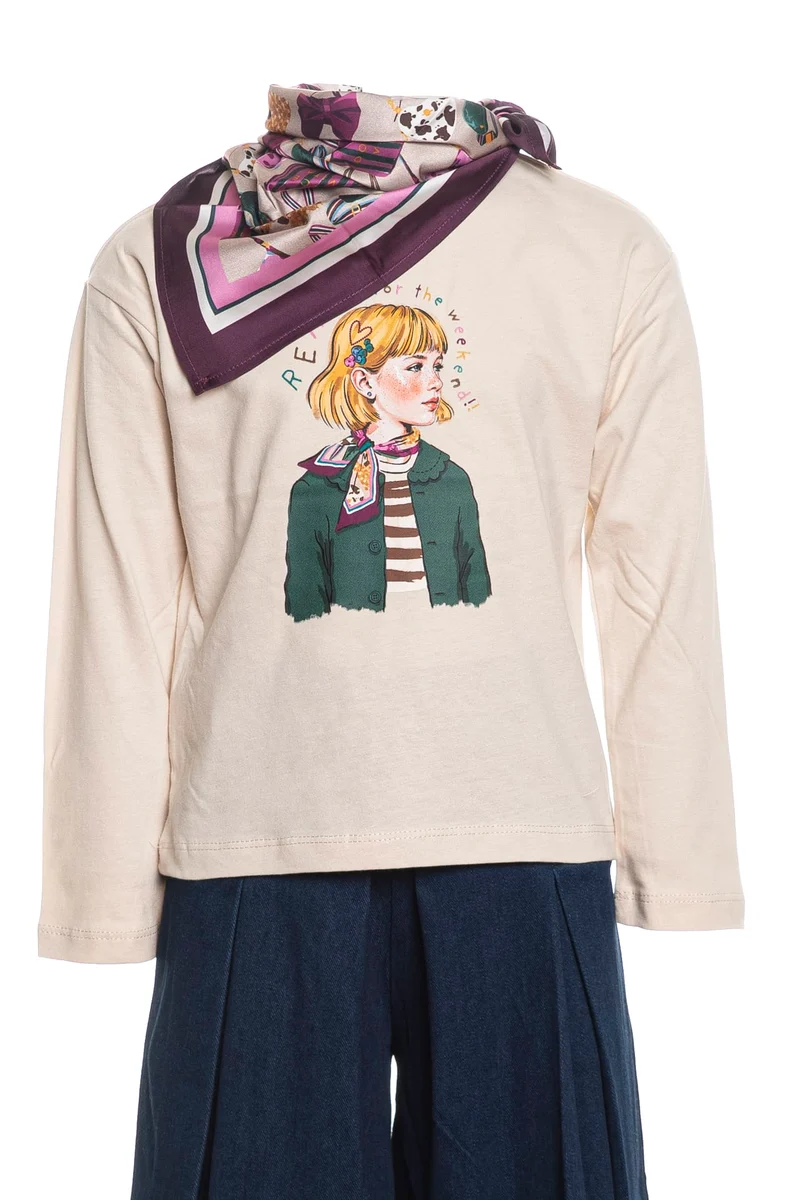 Set Mayoral T Shirt Foulard Da Bambina Light Beige