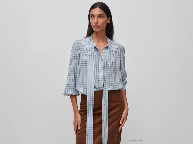 Blusa a quadretti vichy con fiocco
