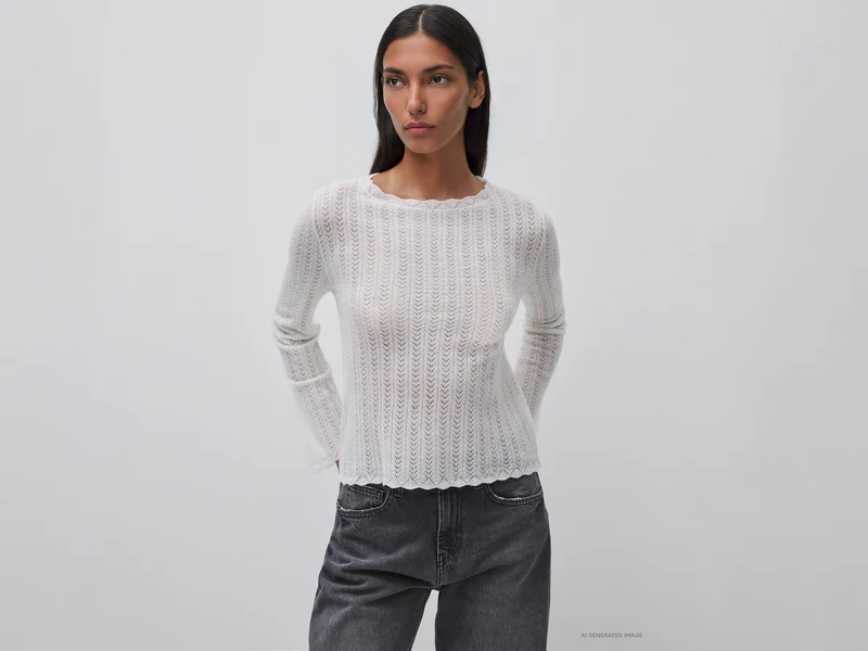 Maglia traforata in misto lana ultralight