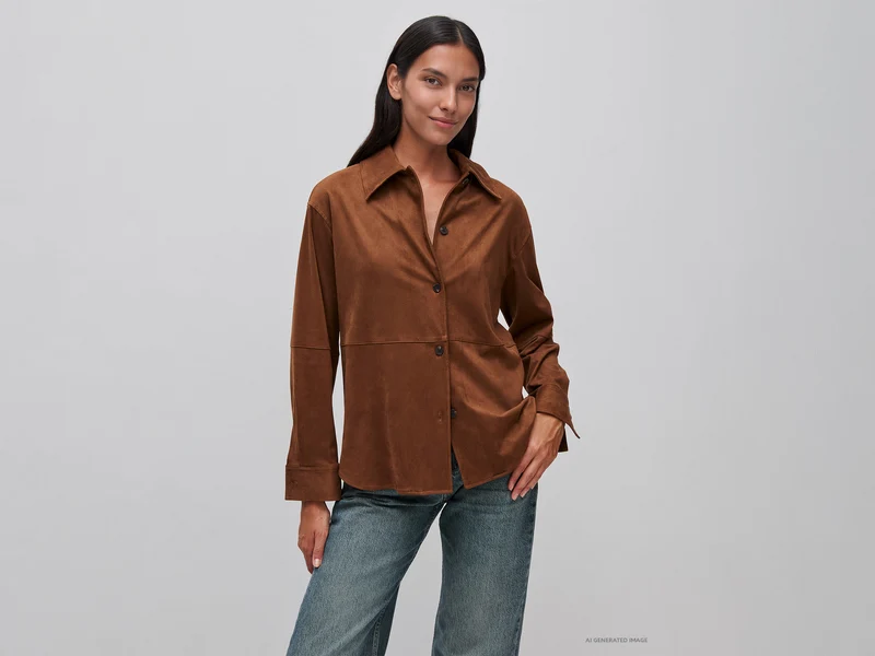Giacca-camicia effetto scamosciato