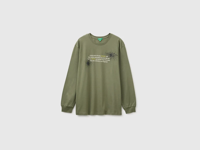 T-shirt con stampa e patch 100% cotone bio
