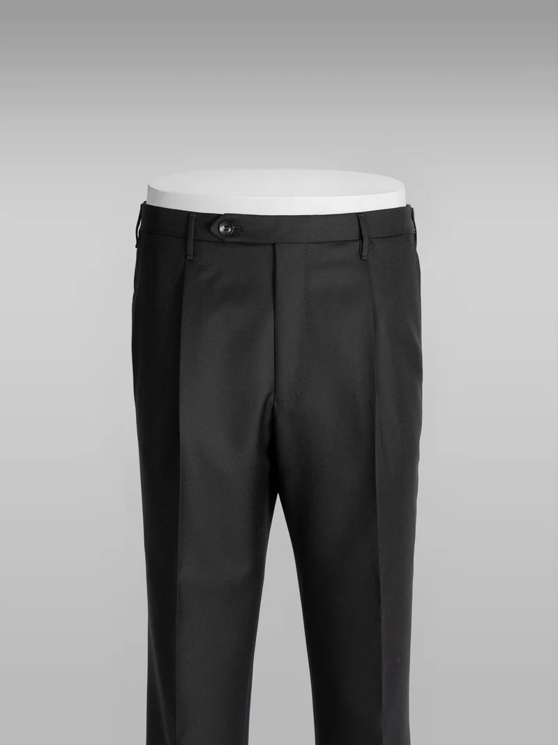 Venezia black three-ply wool trousers