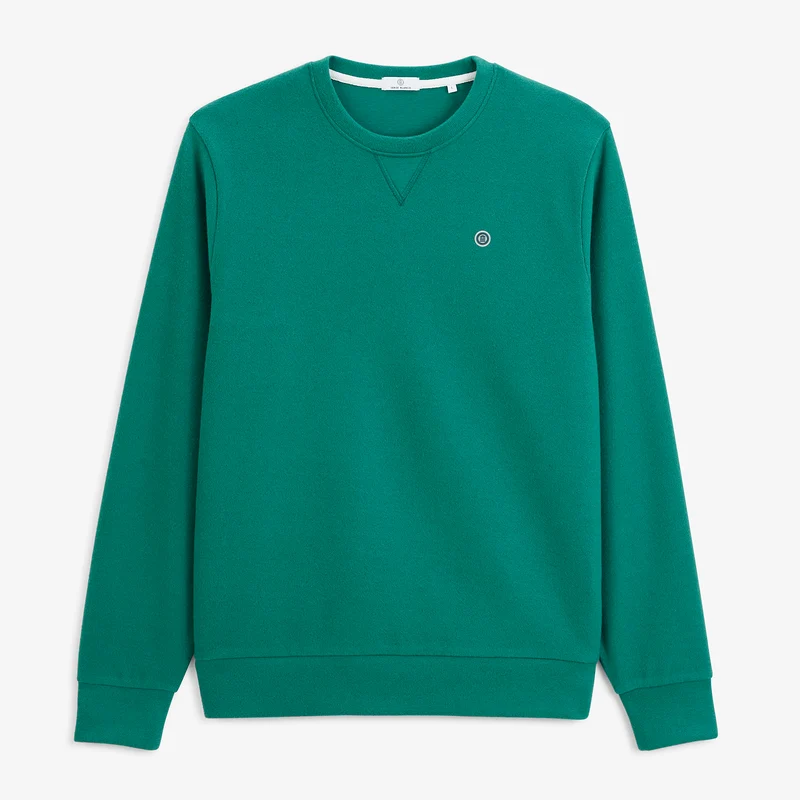 Sweat col rond coton vert