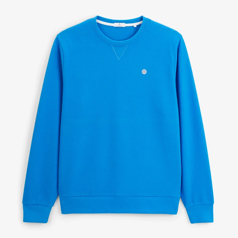 Sweat col rond coton bleu