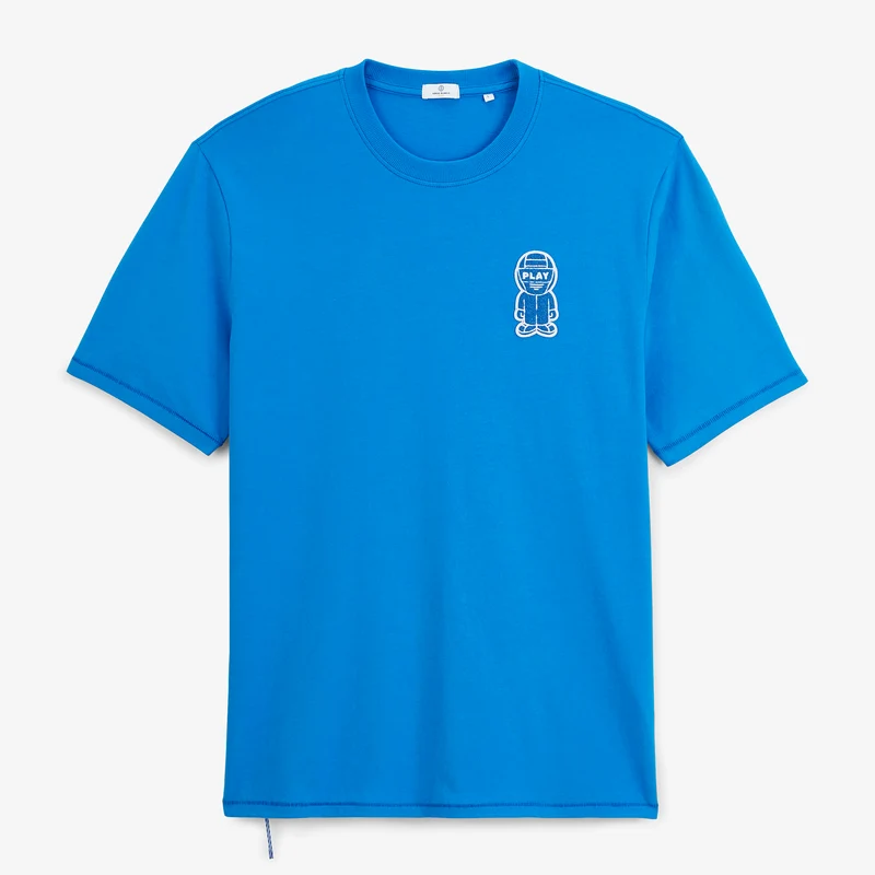 T-shirt manches courtes coton bleu badge bouclette SBPLAY