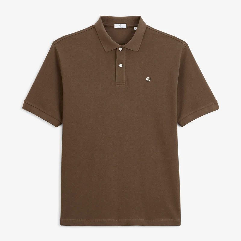 Polo piqué manches courtes coton marron Lucas