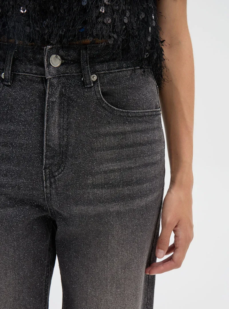 Jeans wide leg effetto luccicante