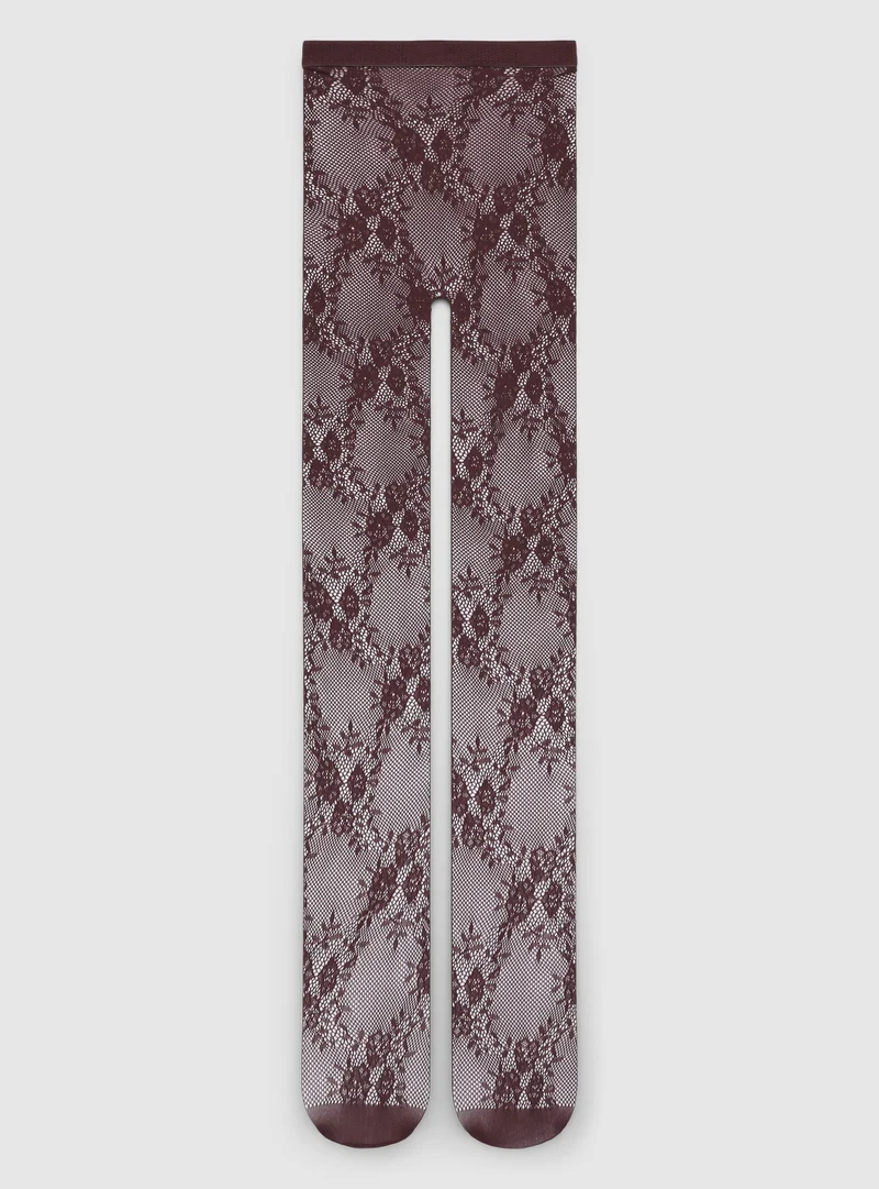 Collant in pizzo con motivo floreale