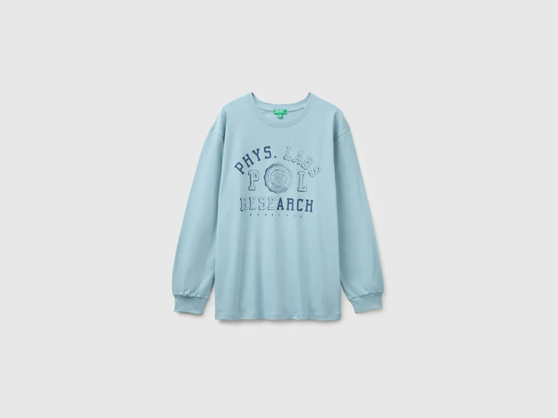 T-shirt con stampa e patch 100% cotone bio