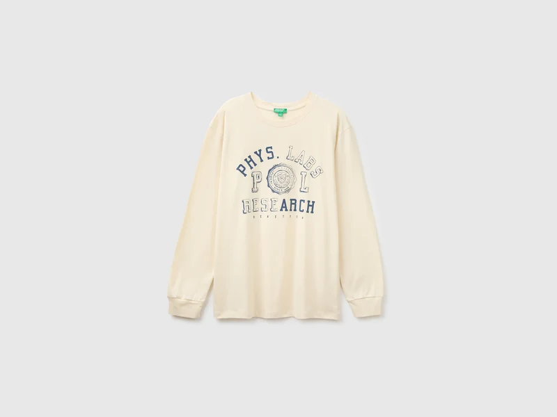 T-shirt con stampa e patch 100% cotone bio