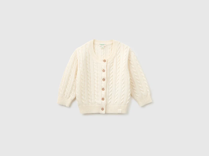 Cardigan in misto lana con trecce