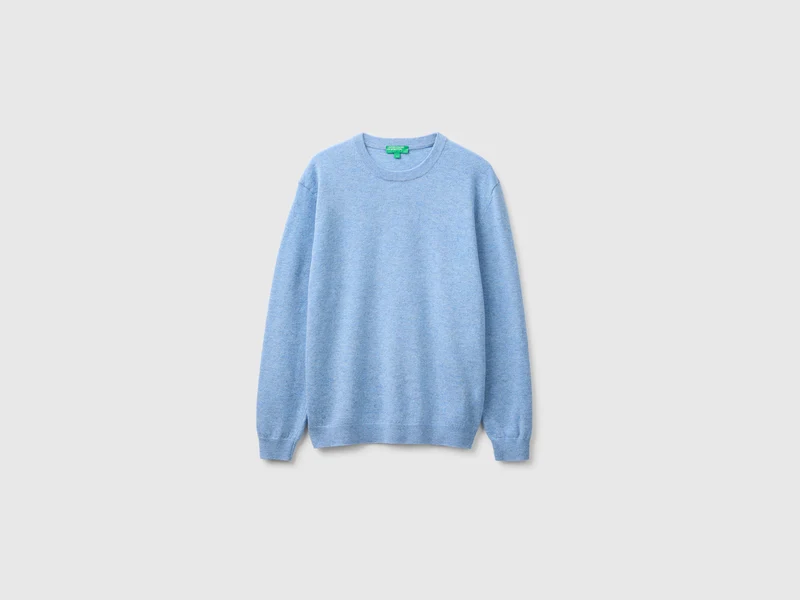 Maglia celeste in pura lana Merino