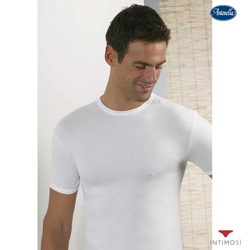 Maglia mezza manica girocollo in puro cotone a costina Conf. 3 Pz | Antonella 410161
