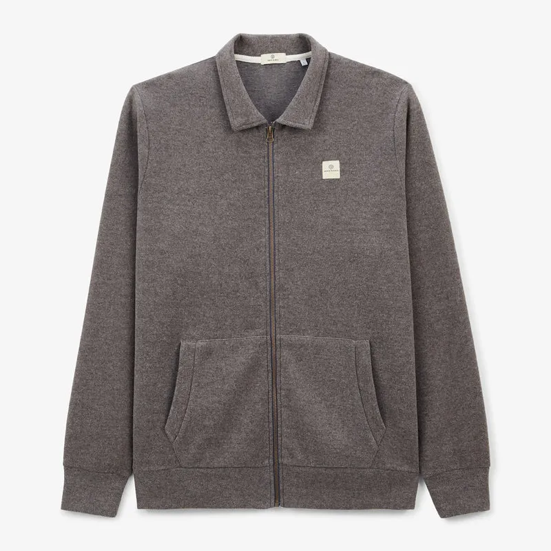 Sweat zippé avec col polo Souleman marron shitake SBPLAY