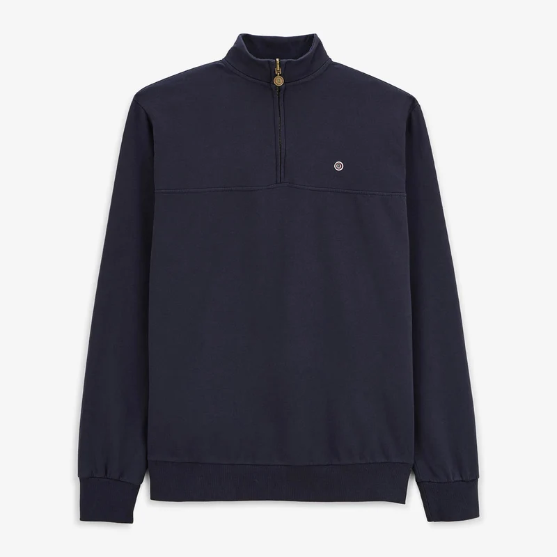 Sweat Saint Cyp avec col zippé bleu marine