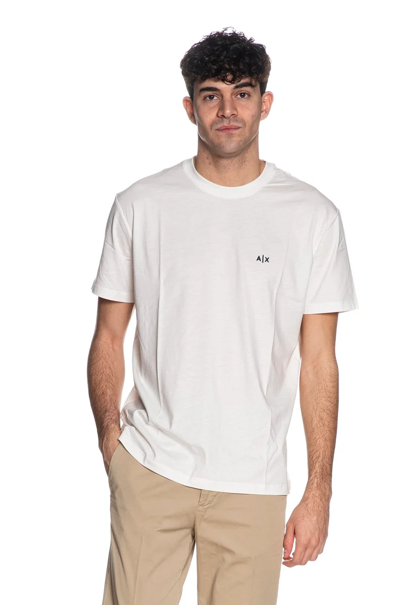 T Shirt Armani Exchange Ax Emb Ss Tee Da Uomo Bianca
