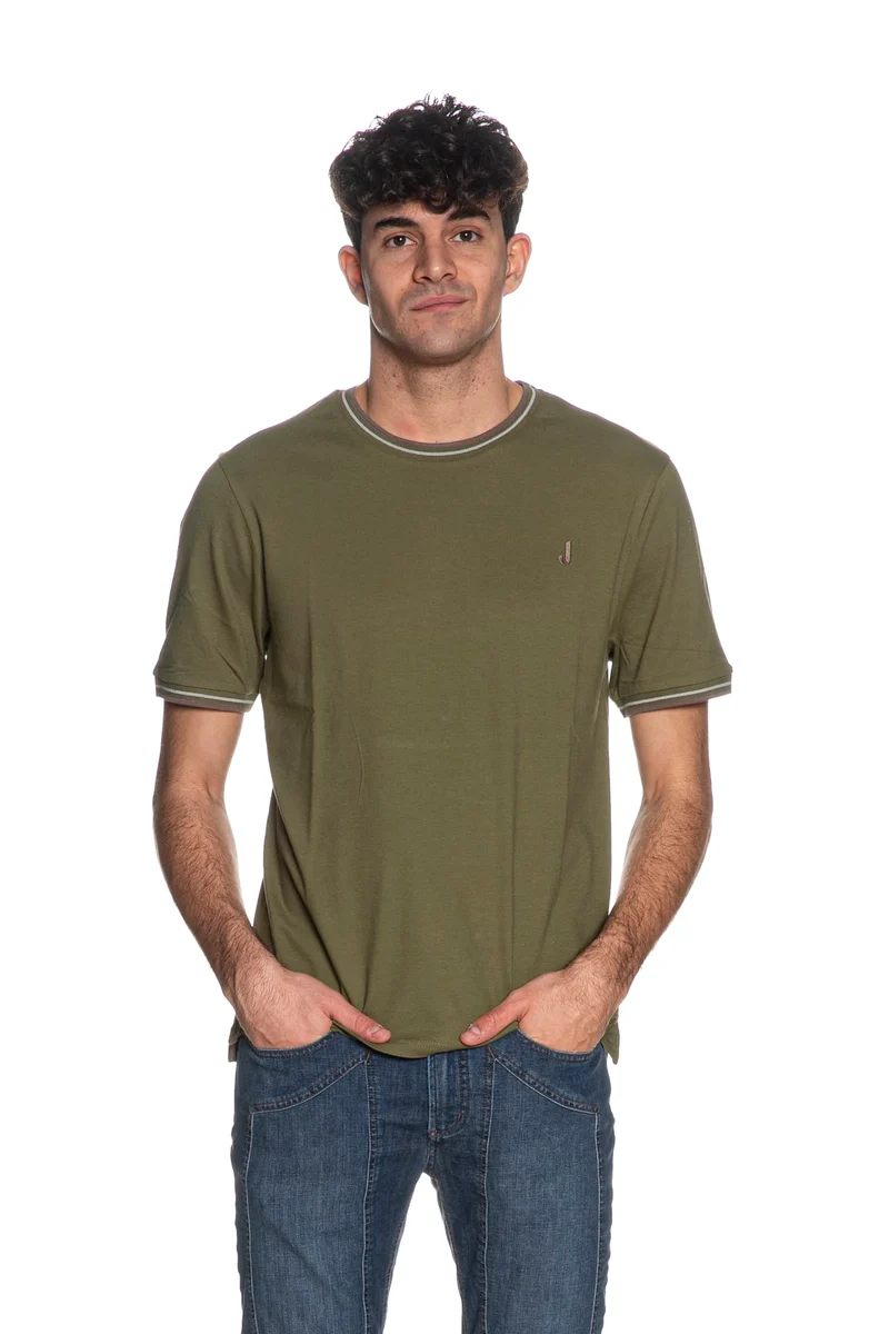 T Shirt Jeckerson J Outline Pqt Da Uomo Verde Militare Profili Cacao Perla