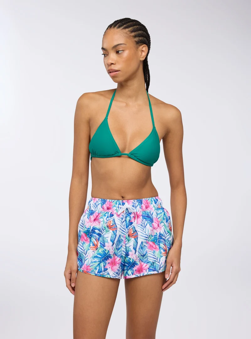 Shorts mare con stampa tropicale