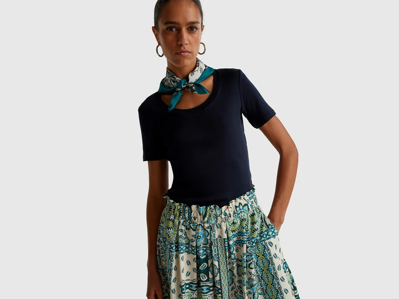 T-shirt manica corta in cotone a fibra lunga