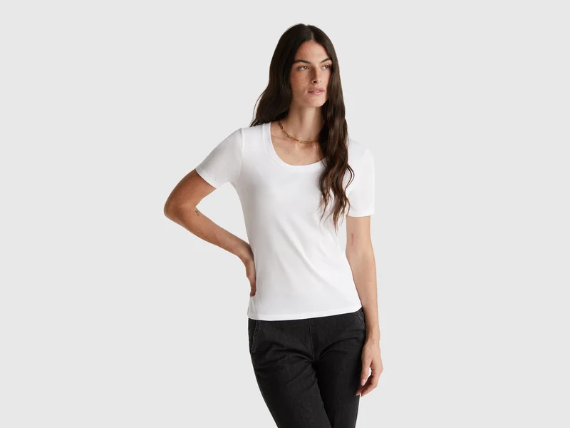 T-shirt manica corta in cotone a fibra lunga