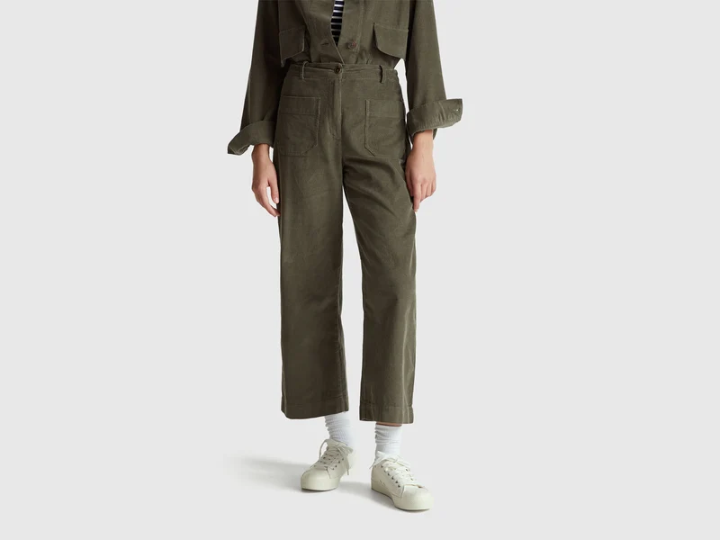 Pantaloni straight in velluto