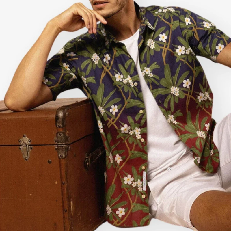 Chemise Manches Courtes À Imprimé Fleuri Et Dégradé